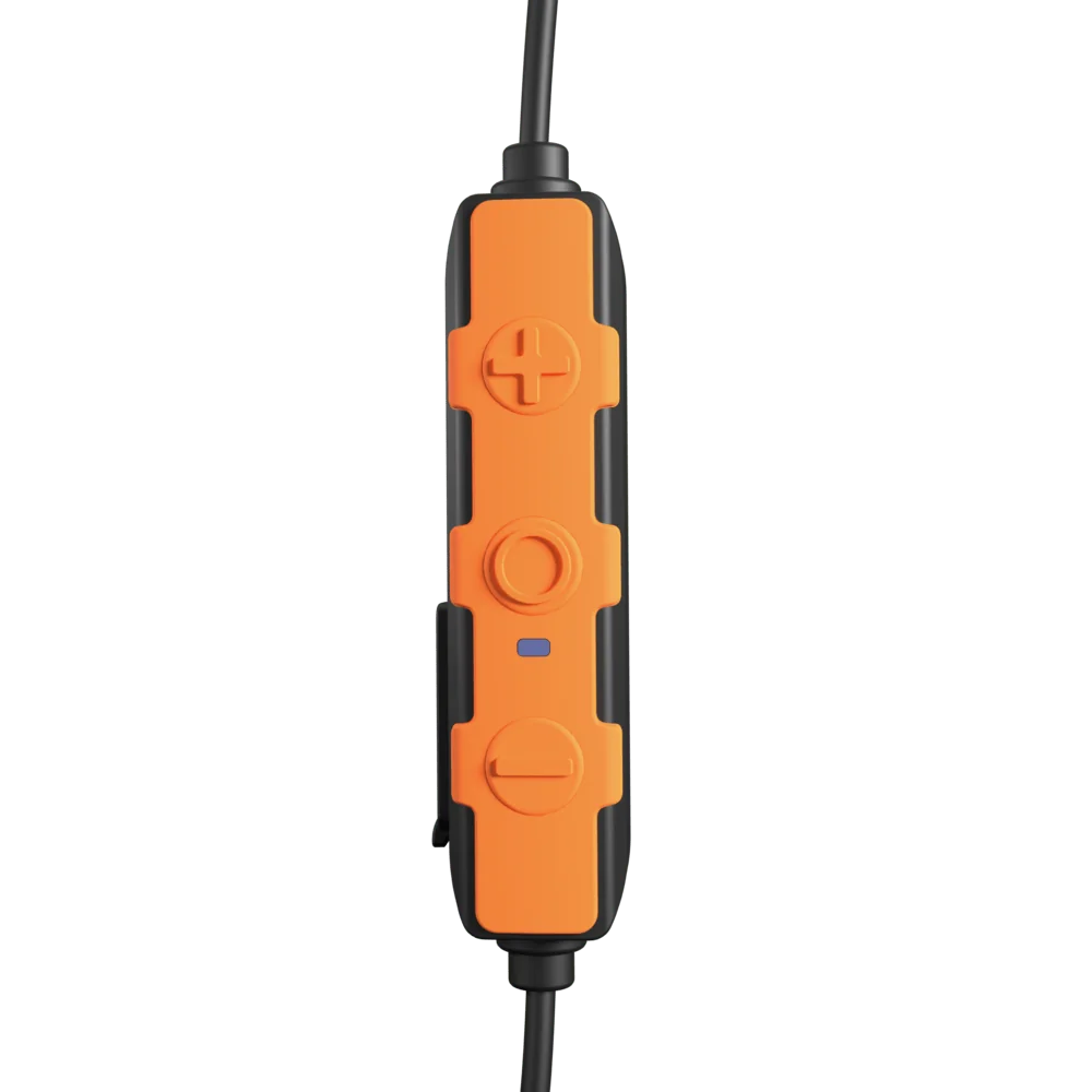 Controller van de ISOtunes PRO 3.0 met grote knoppen voor bediening met handschoenen